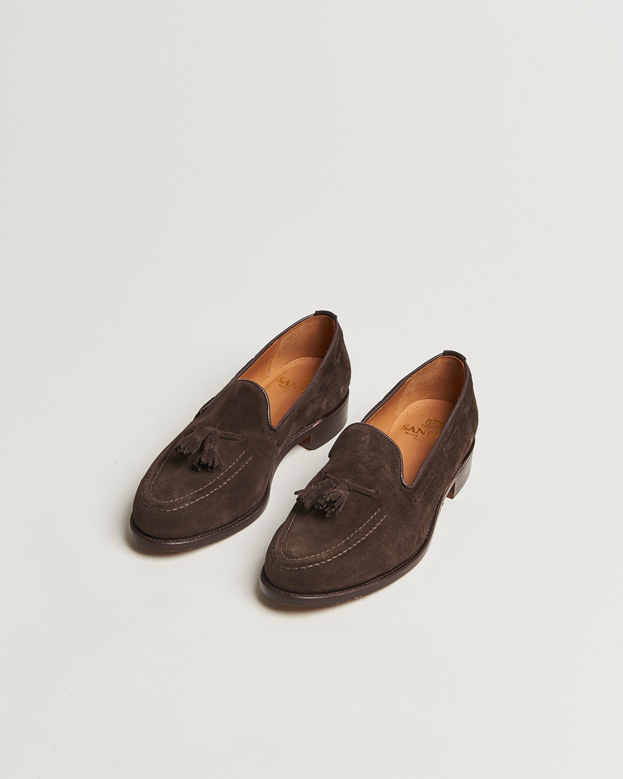 Uomini | Sanders | Sanders | Finschley Suede Tassel Loafer Chocolate