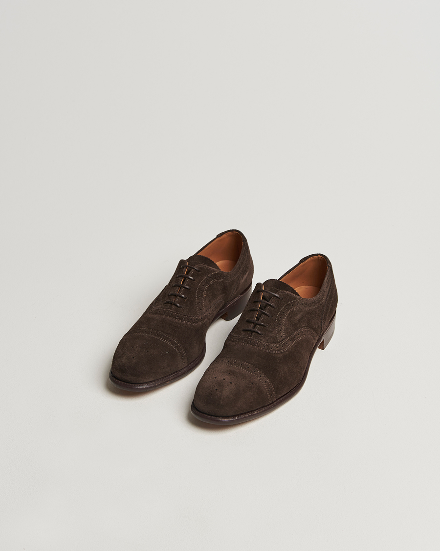 Uomini |  | Sanders | Moorgate Suede Semi Brogue Chocolate