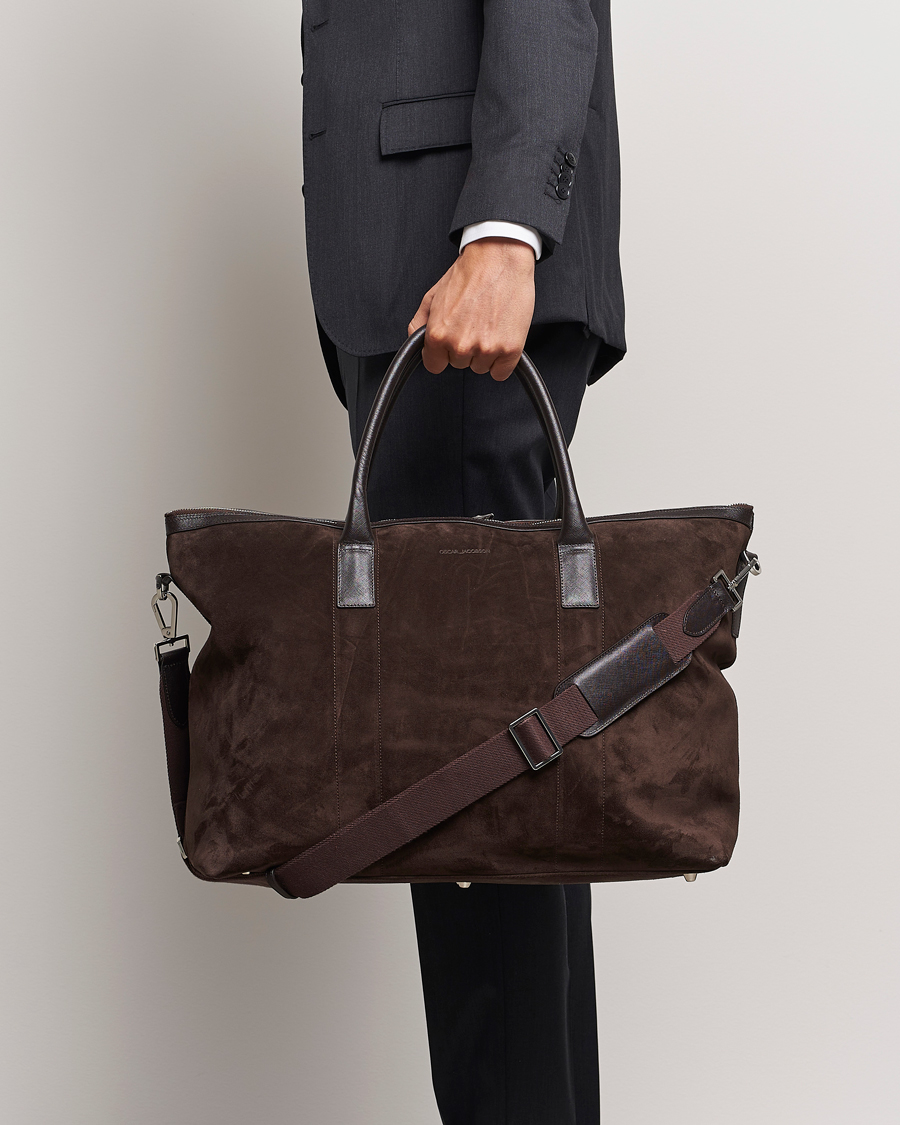 Uomini | Borse per il weekend | Oscar Jacobson | Weekend Bag Soft Leather Chocolate Brown