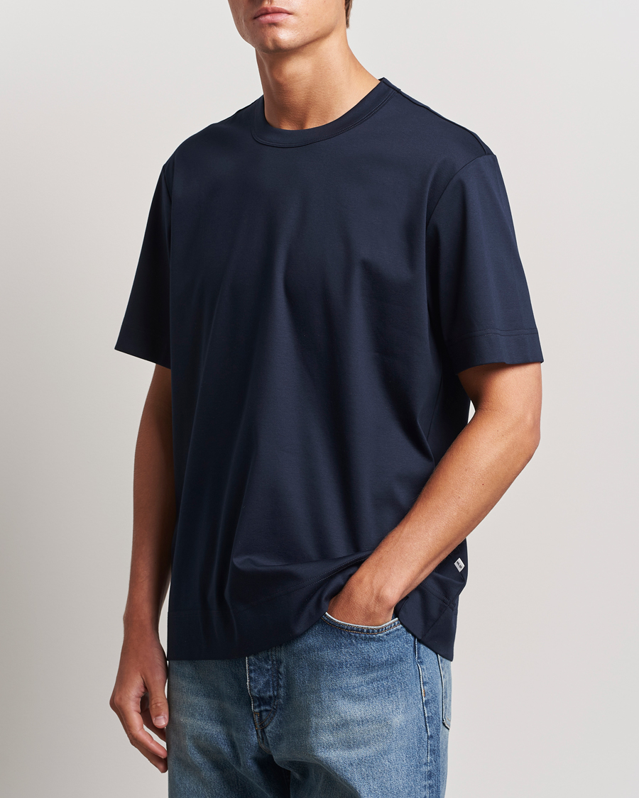 Uomini |  | NN07 | Pedro Mercerized Crew Neck T-Shirt Navy Blue