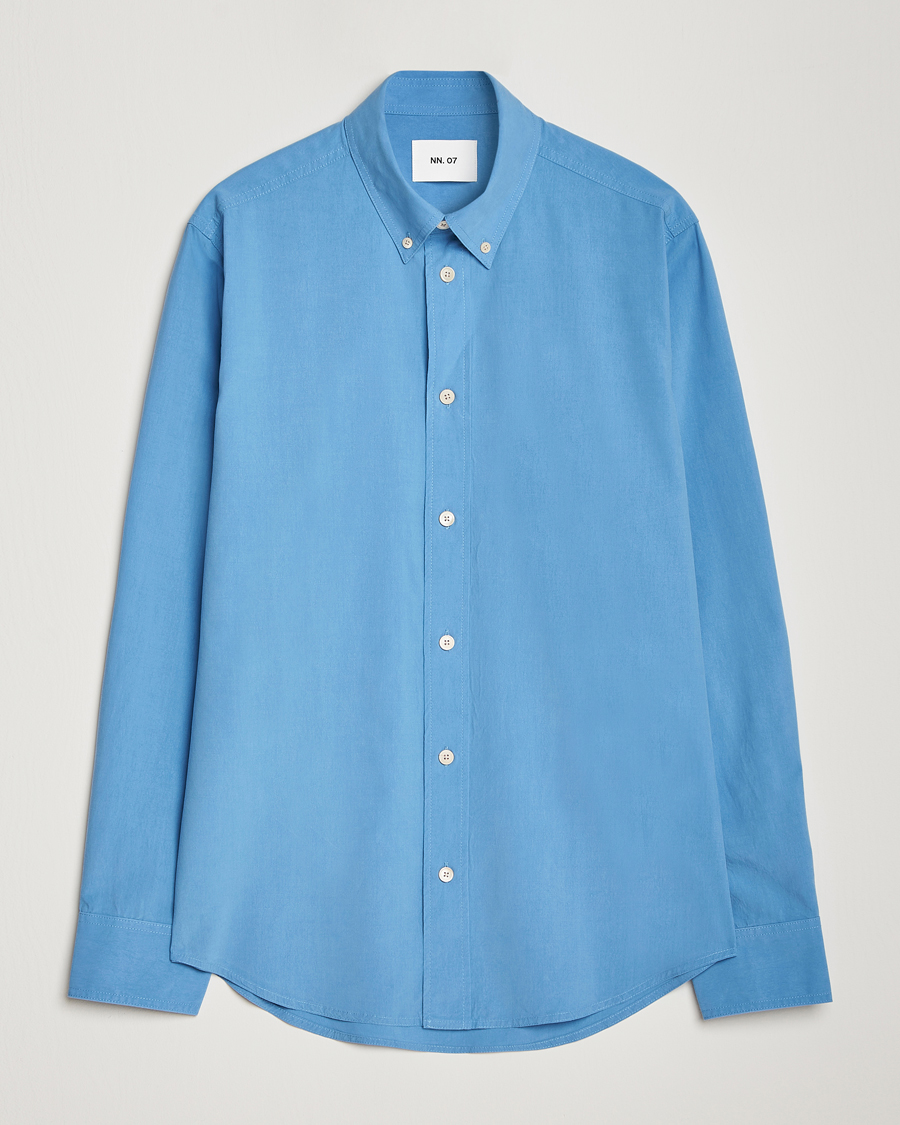 Uomini | Camicie | NN07 | Colby Lyocell/Cotton Button Down Shirt Blue Jasper