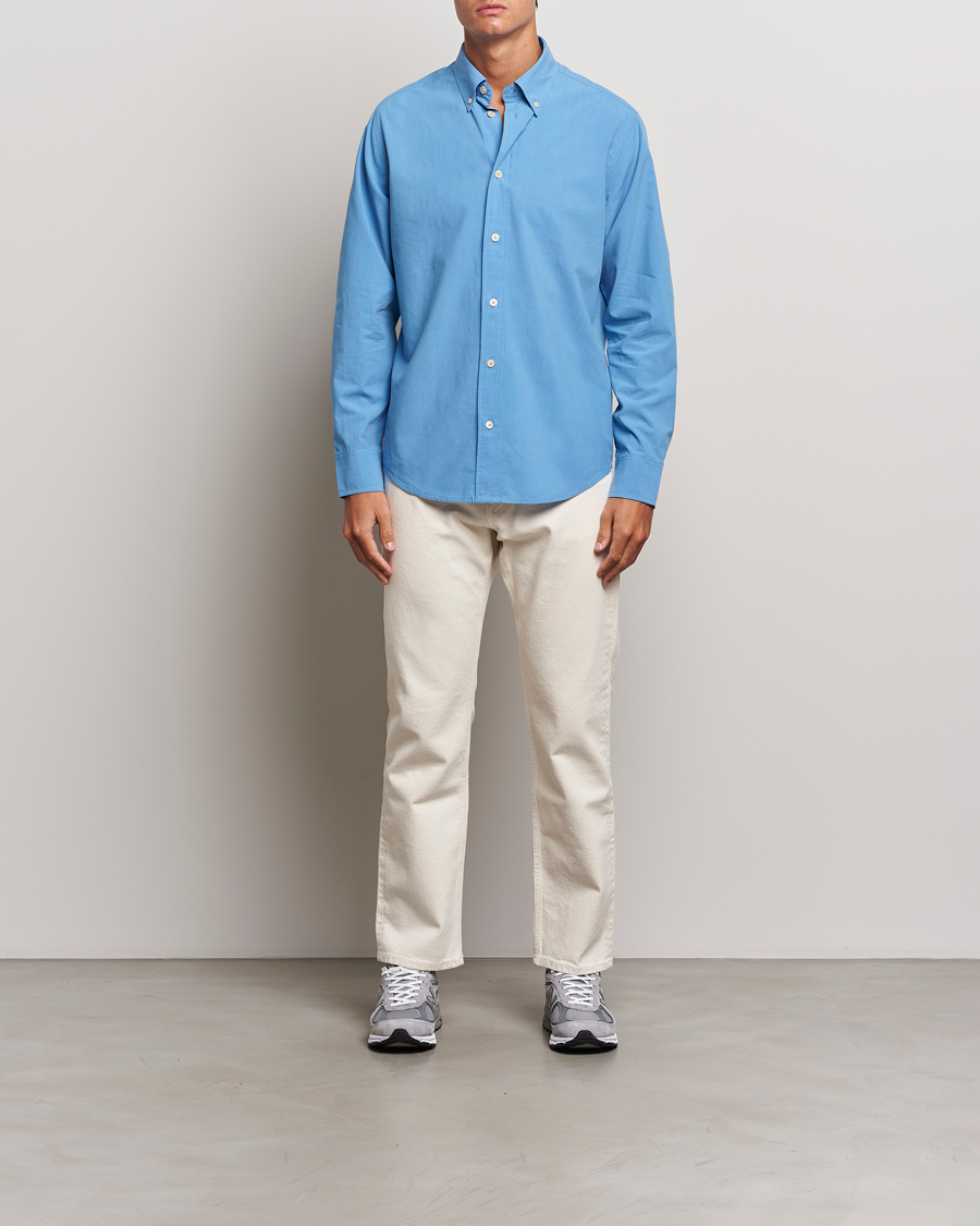 Uomini | Camicie | NN07 | Colby Lyocell/Cotton Button Down Shirt Blue Jasper