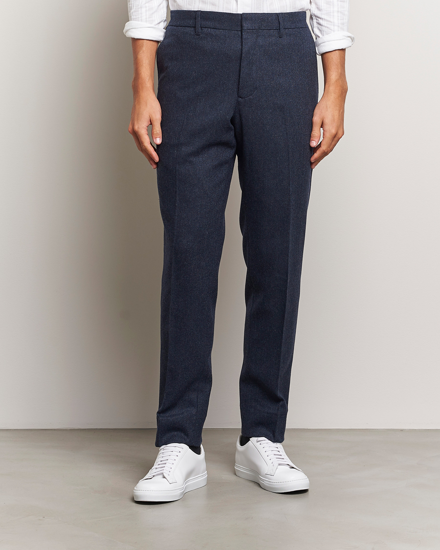 Uomini | Pantaloni di flanella | J.Lindeberg | Soren Twill Cash Flannel Pants Navy