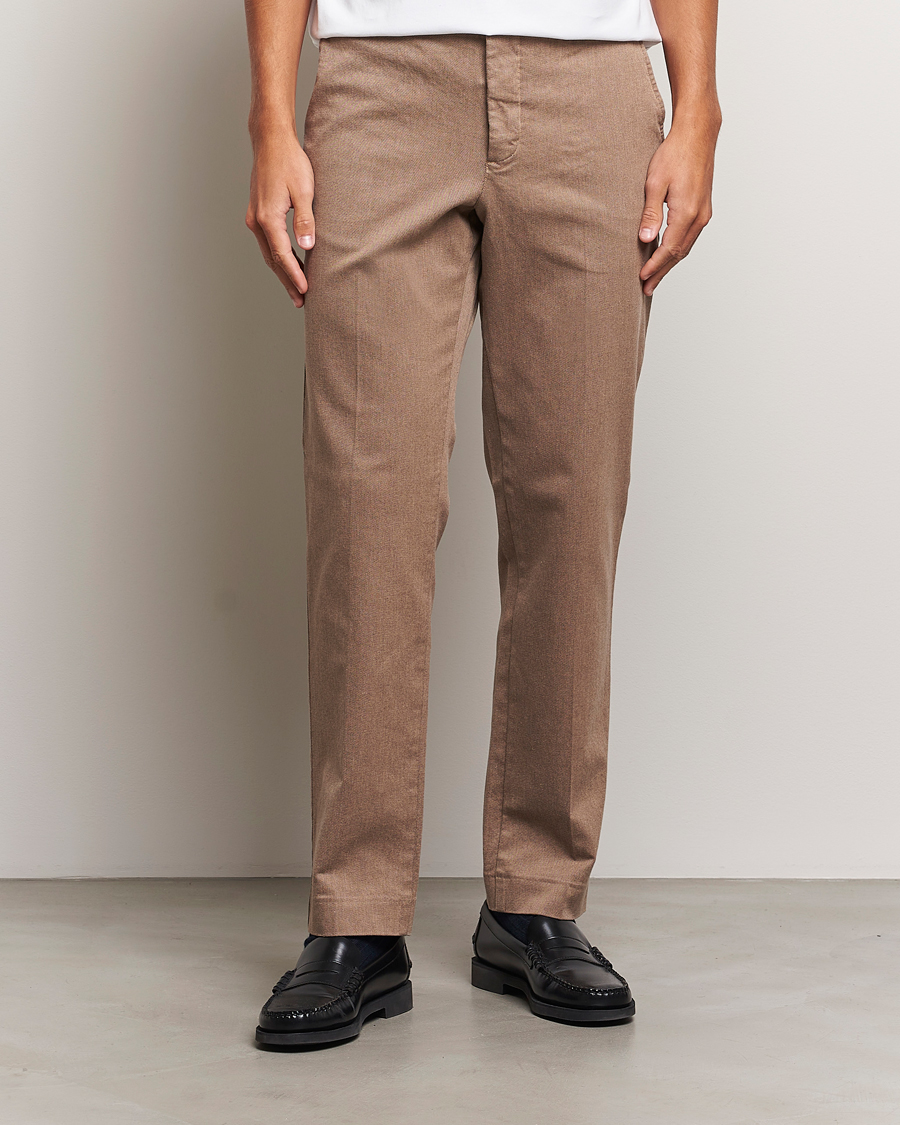 Uomini | Pantaloni di flanella | J.Lindeberg | Lois Flannel Twill Pants Tiger Brown