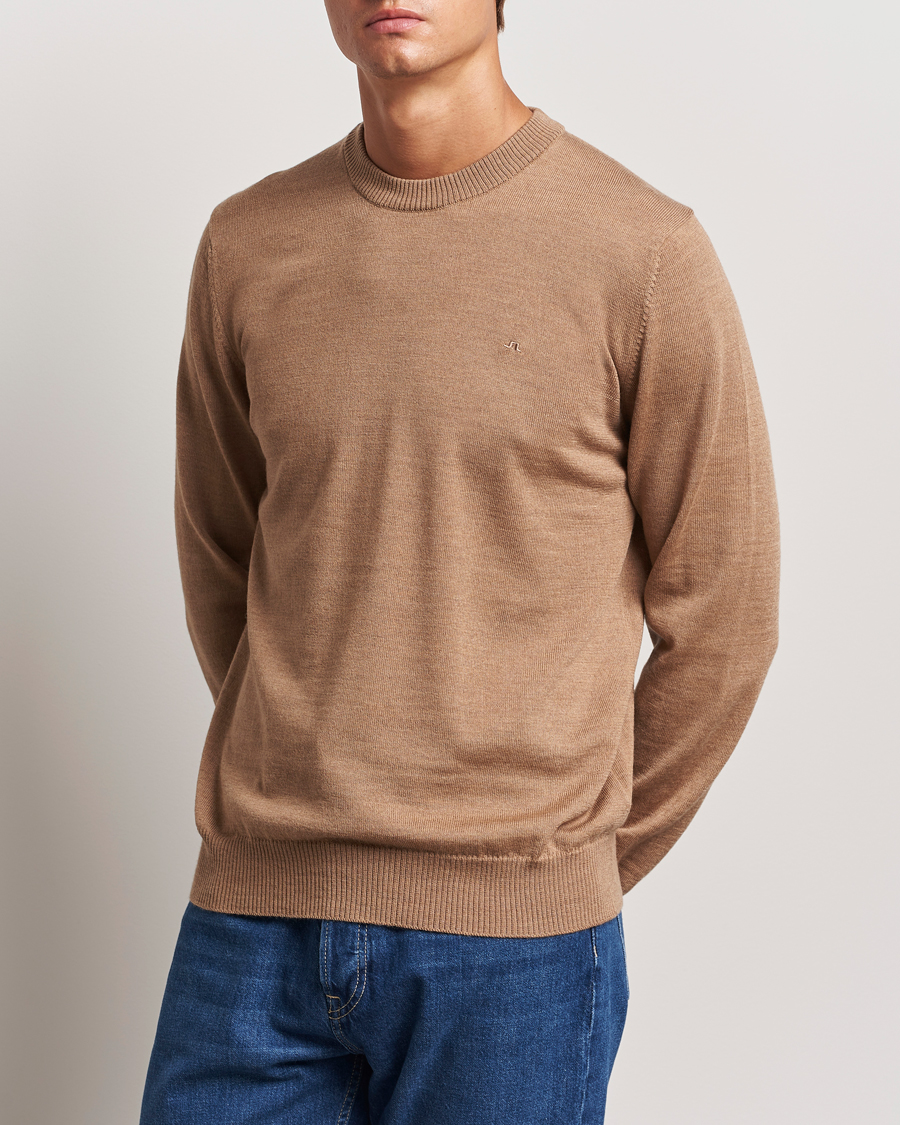 Uomini | Business & Beyond | J.Lindeberg | Keane Merino Crew Neck Sweater Tiger Brown