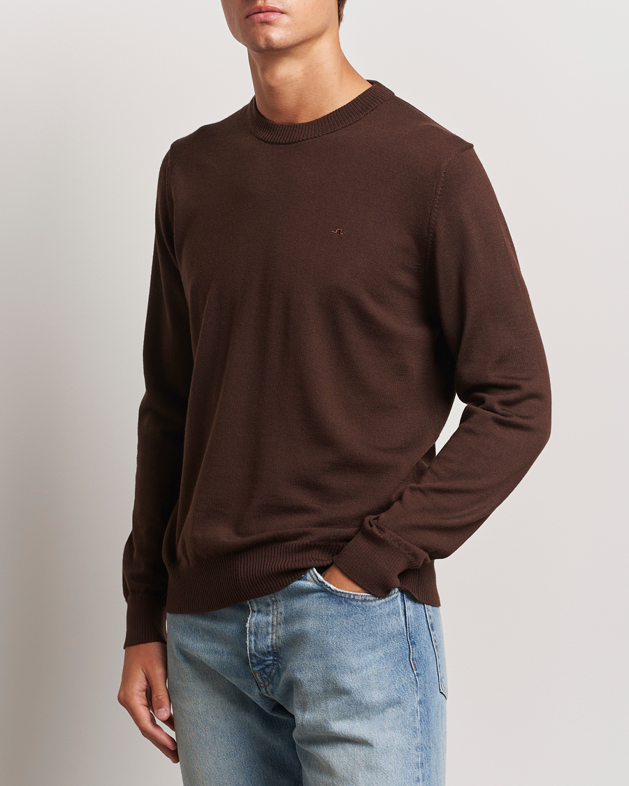 Uomini | Business & Beyond | J.Lindeberg | Keane Merino Crew Neck Sweater Bitter Chocolate