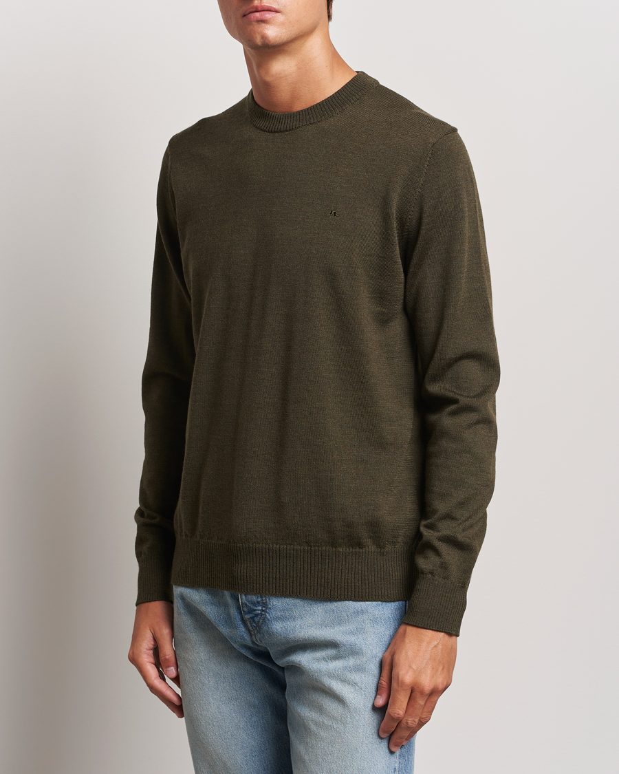 Uomini | Business & Beyond | J.Lindeberg | Keane Merino Crew Neck Sweater Forest Green