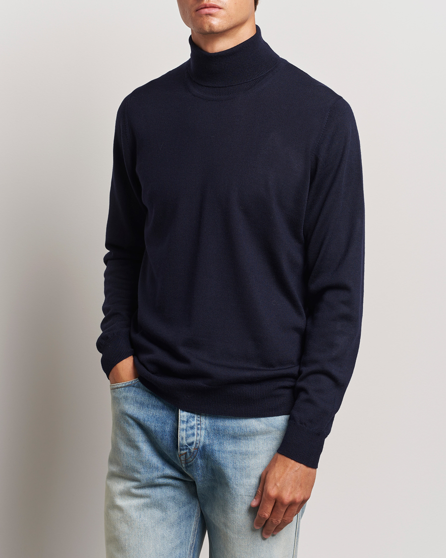 Uomini | Maglieria | J.Lindeberg | Kaden Merino Turtleneck Navy