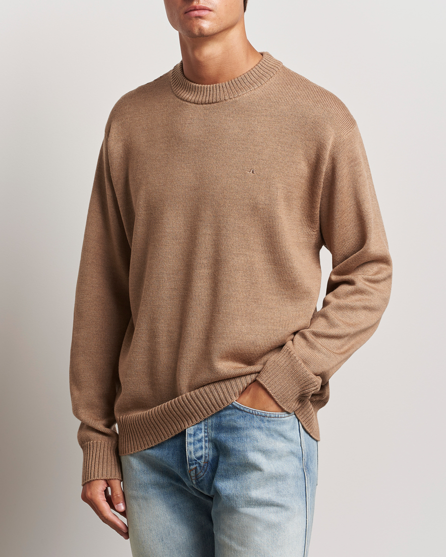 Uomini | Maglieria | J.Lindeberg | Kino Merino Crew Neck Tiger Brown