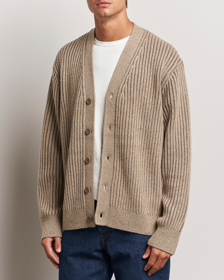 Uomini | Business & Beyond - Casual | J.Lindeberg | Twin Plated Knit Cardigan Tiger Brown