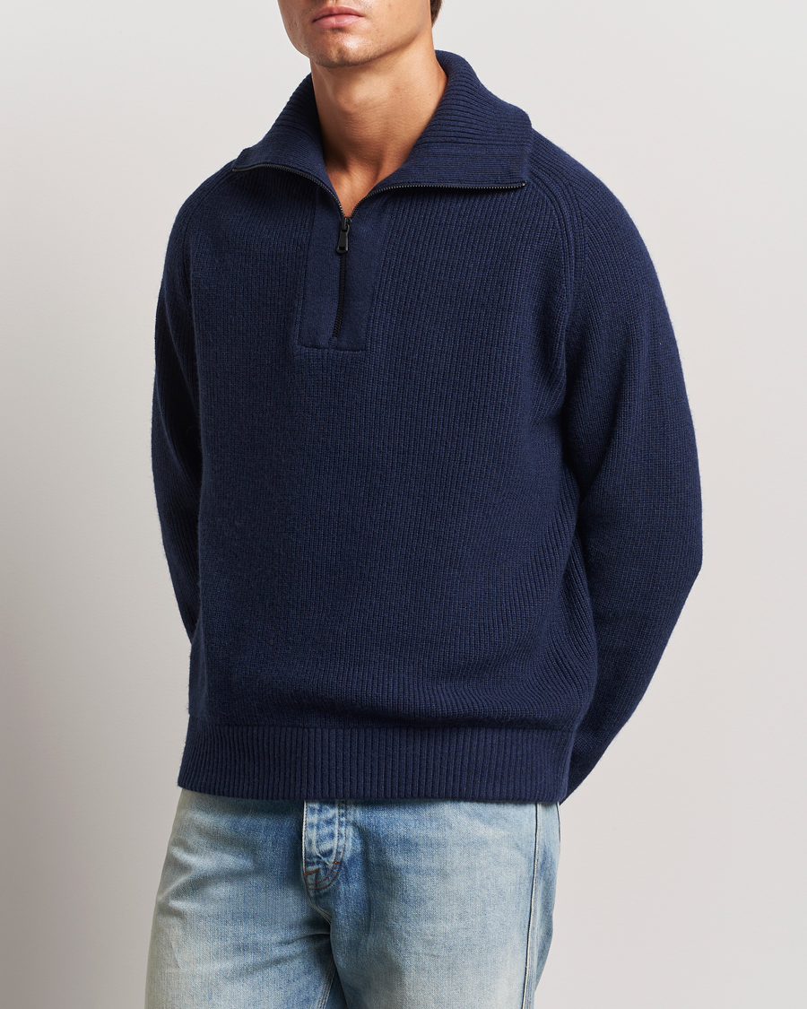 Uomini | Business & Beyond - Casual | J.Lindeberg | Wilmer Quarter Zip Knit Navy