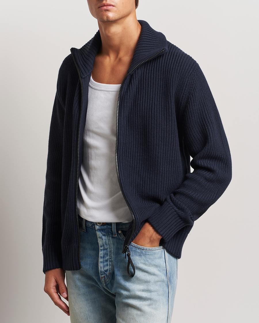 Uomini | Maglieria | J.Lindeberg | Skyler Wool Blend Zip Cardigan Navy