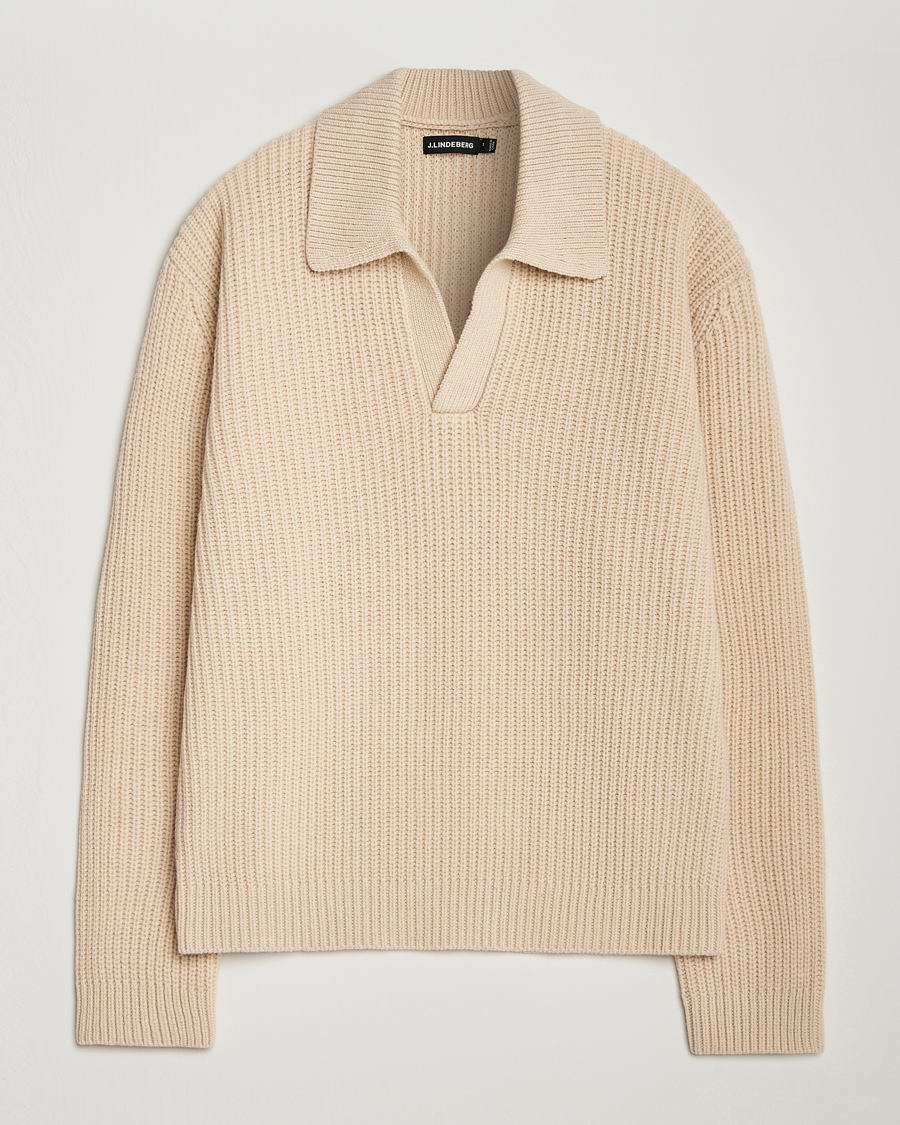 Uomini | Maglieria | J.Lindeberg | Jethro Heavy Polo Knit Moonbeam