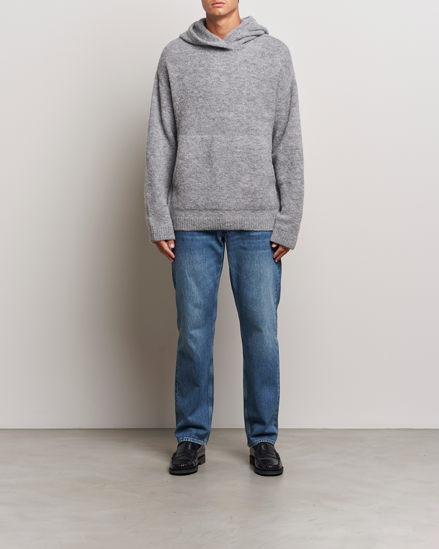 Uomini | Maglieria | J.Lindeberg | Broon Alpaca Blend Hoodie Mid Grey Melange