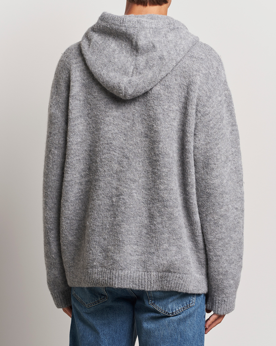 Uomini | Maglieria | J.Lindeberg | Broon Alpaca Blend Hoodie Mid Grey Melange