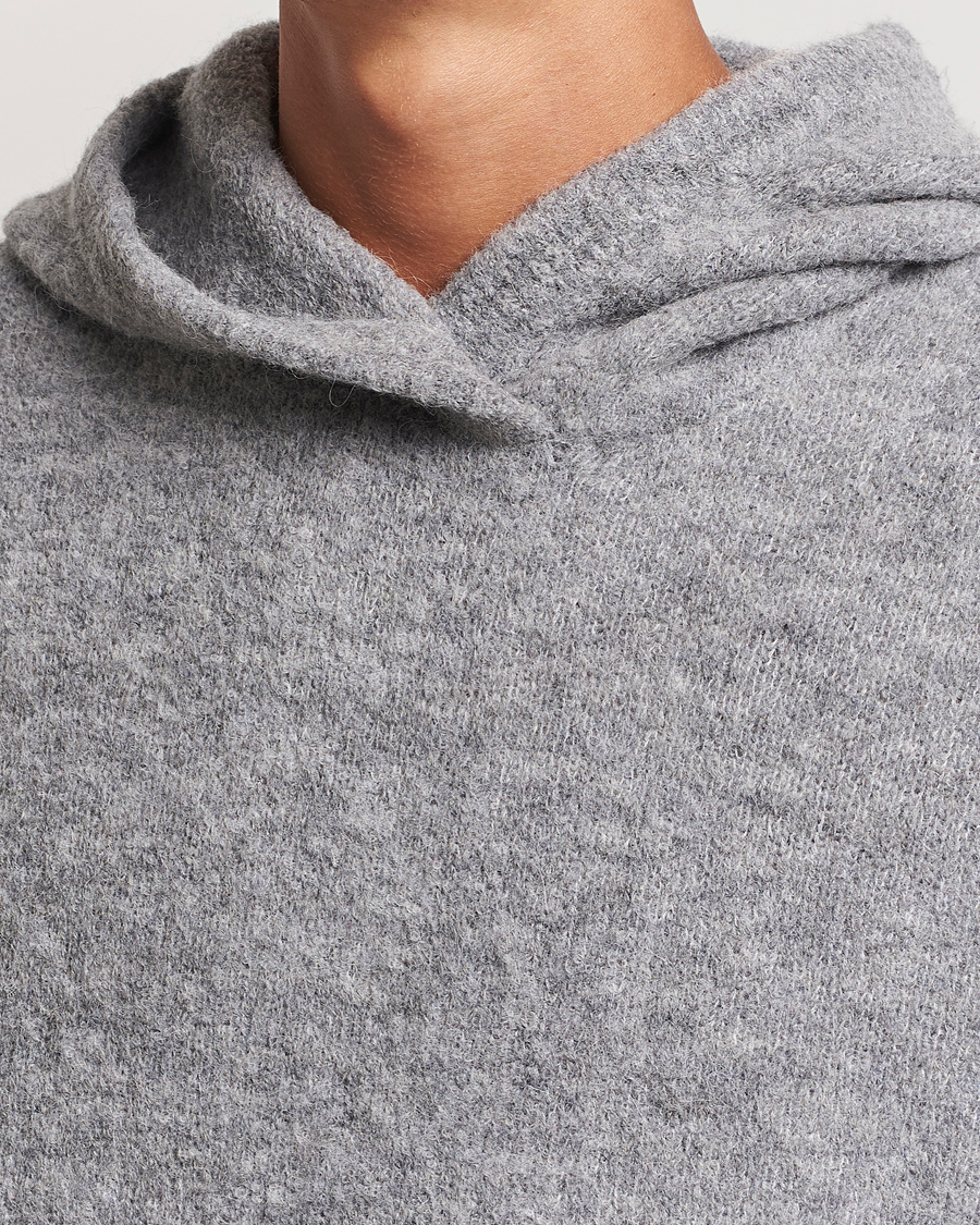 Uomini | Maglieria | J.Lindeberg | Broon Alpaca Blend Hoodie Mid Grey Melange