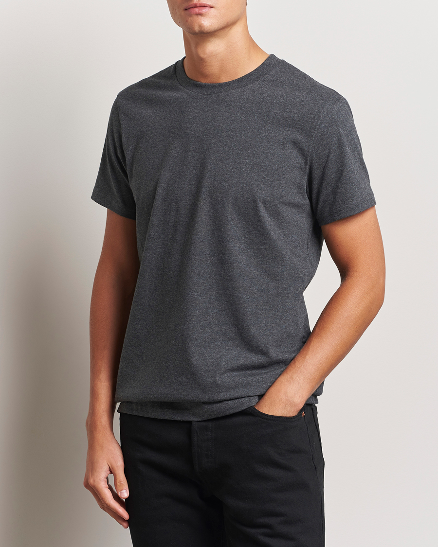 Uomini | T-shirt | Bread & Boxers | Heavy Cotton Crew Neck T-Shirt Dark Grey Melange