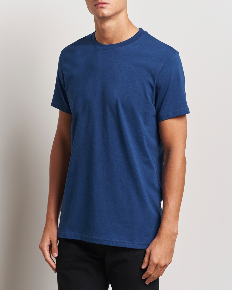 Uomini | T-Shirts | Bread & Boxers | Heavy Cotton Crew Neck T-Shirt Ink Blue