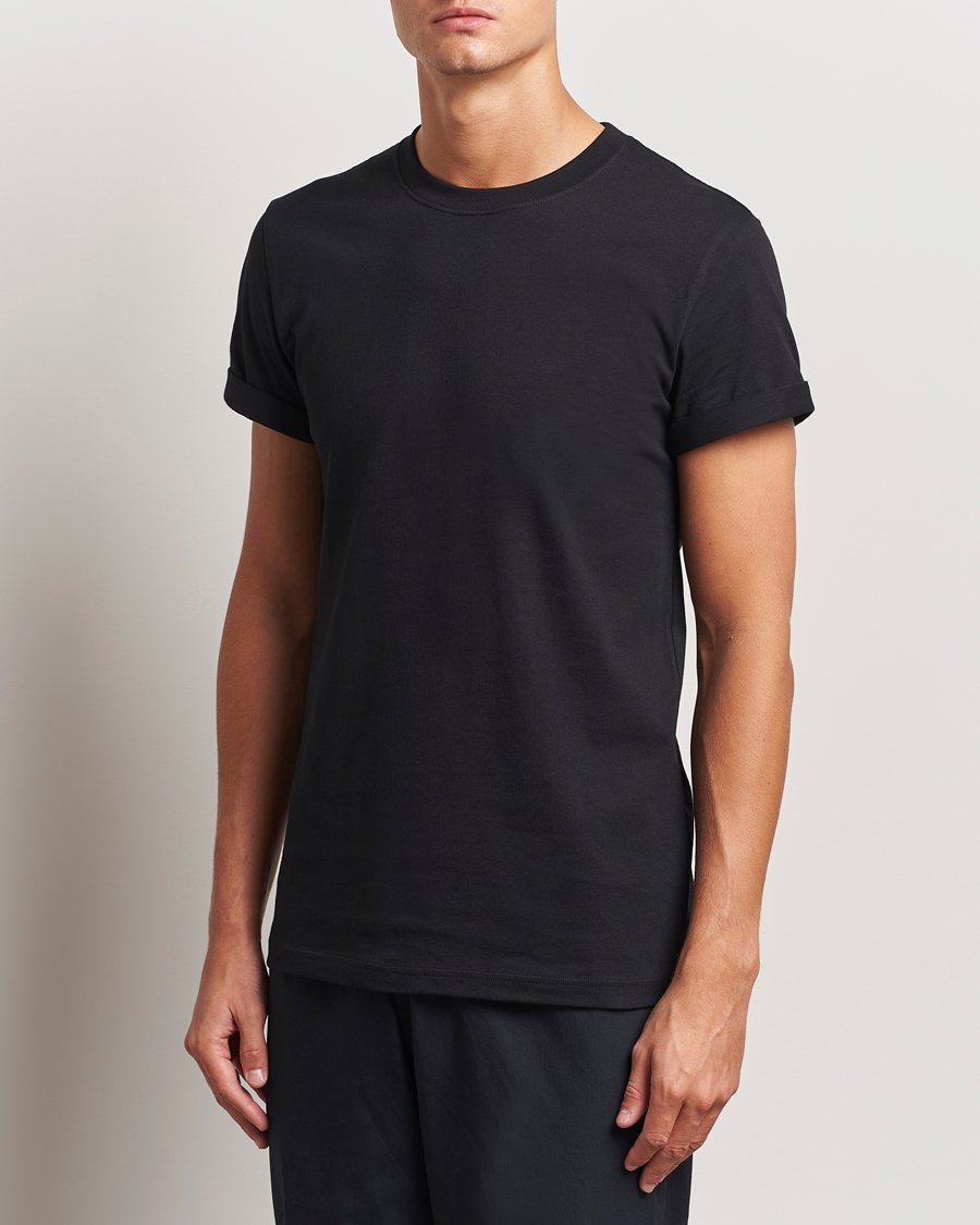 Uomini | Bread & Boxers | Bread & Boxers | Roll-Up Crew Neck T-Shirt Black