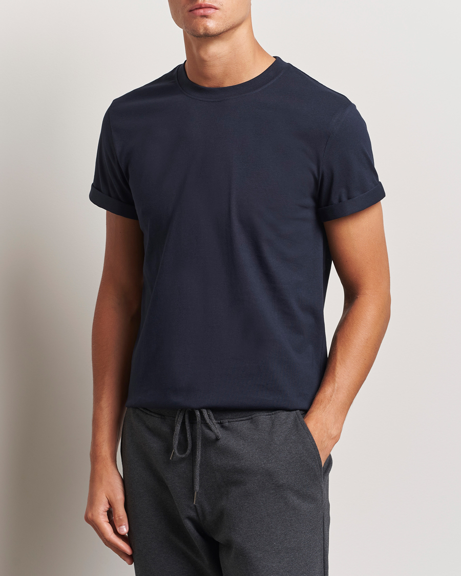 Uomini | T-shirt | Bread & Boxers | Roll-Up Crew Neck T-Shirt Dark Navy