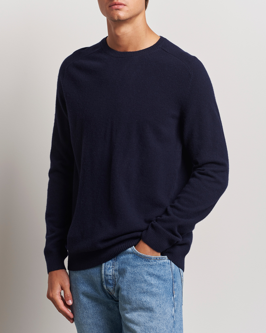 Uomini | Maglieria | KnowledgeCotton Apparel | Lambswool Roundneck Navy