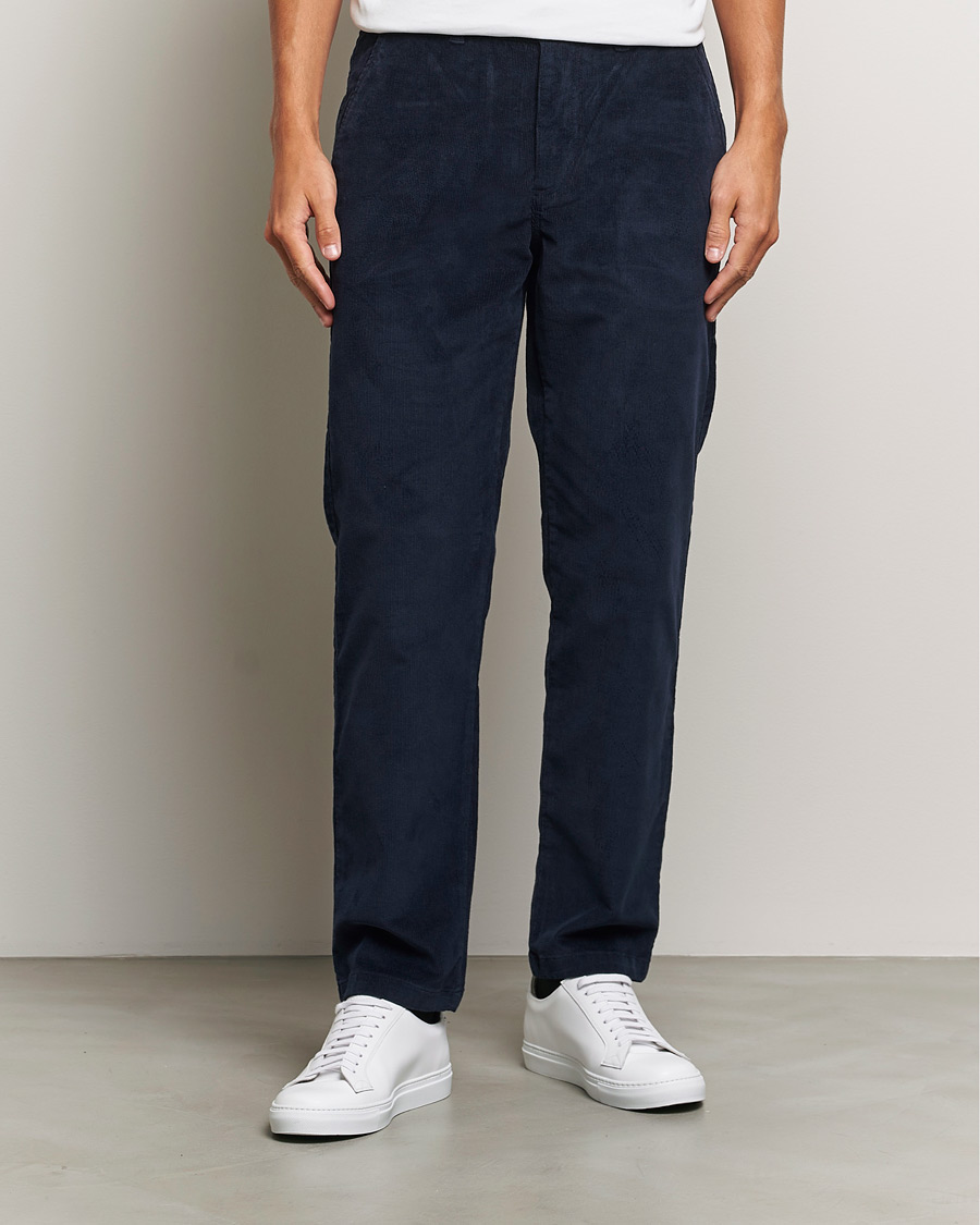 Uomini | Pantaloni a coste | KnowledgeCotton Apparel | Chuck Regular Cord Trousers Navy