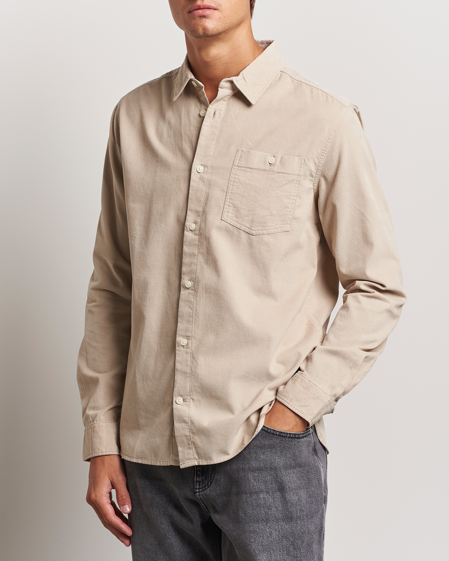 Uomini | Camicie di velluto a coste | KnowledgeCotton Apparel | Regular Fit Corduroy Shirt Beige