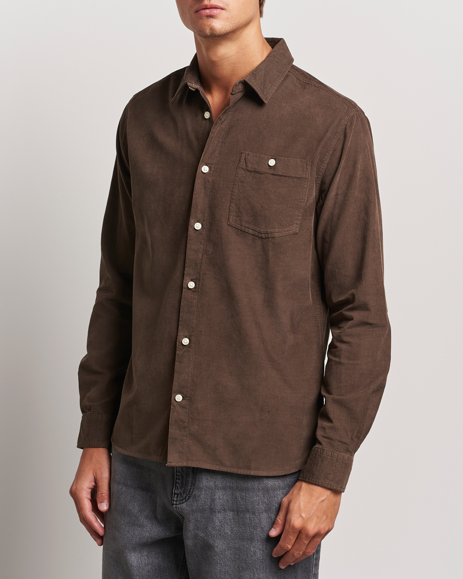 Uomini | Camicie di velluto a coste | KnowledgeCotton Apparel | Regular Fit Corduroy Shirt Brown