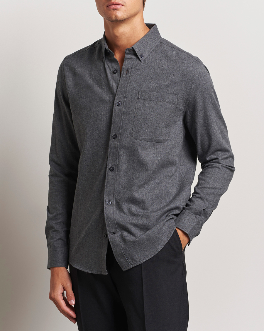 Uomini |  | KnowledgeCotton Apparel | Regular Fit Melange Flannel Shirt Grey