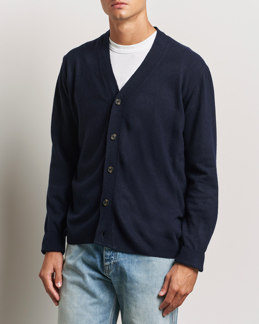 Uomini | Abbigliamento | KnowledgeCotton Apparel | Lambswool Cardigan Navy