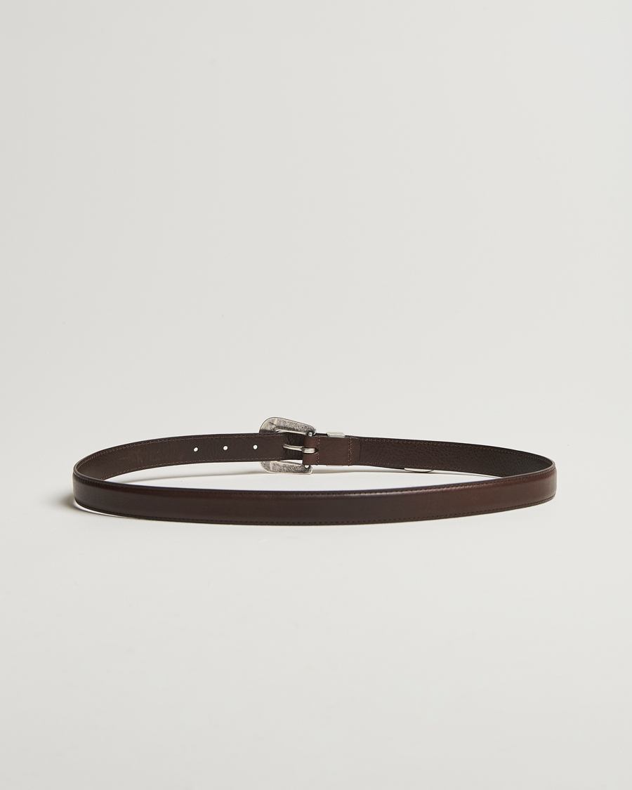 Uomini | Cinture | Anderson\'s | Grained Western Leather Belt 2,5 cm Dark Brown