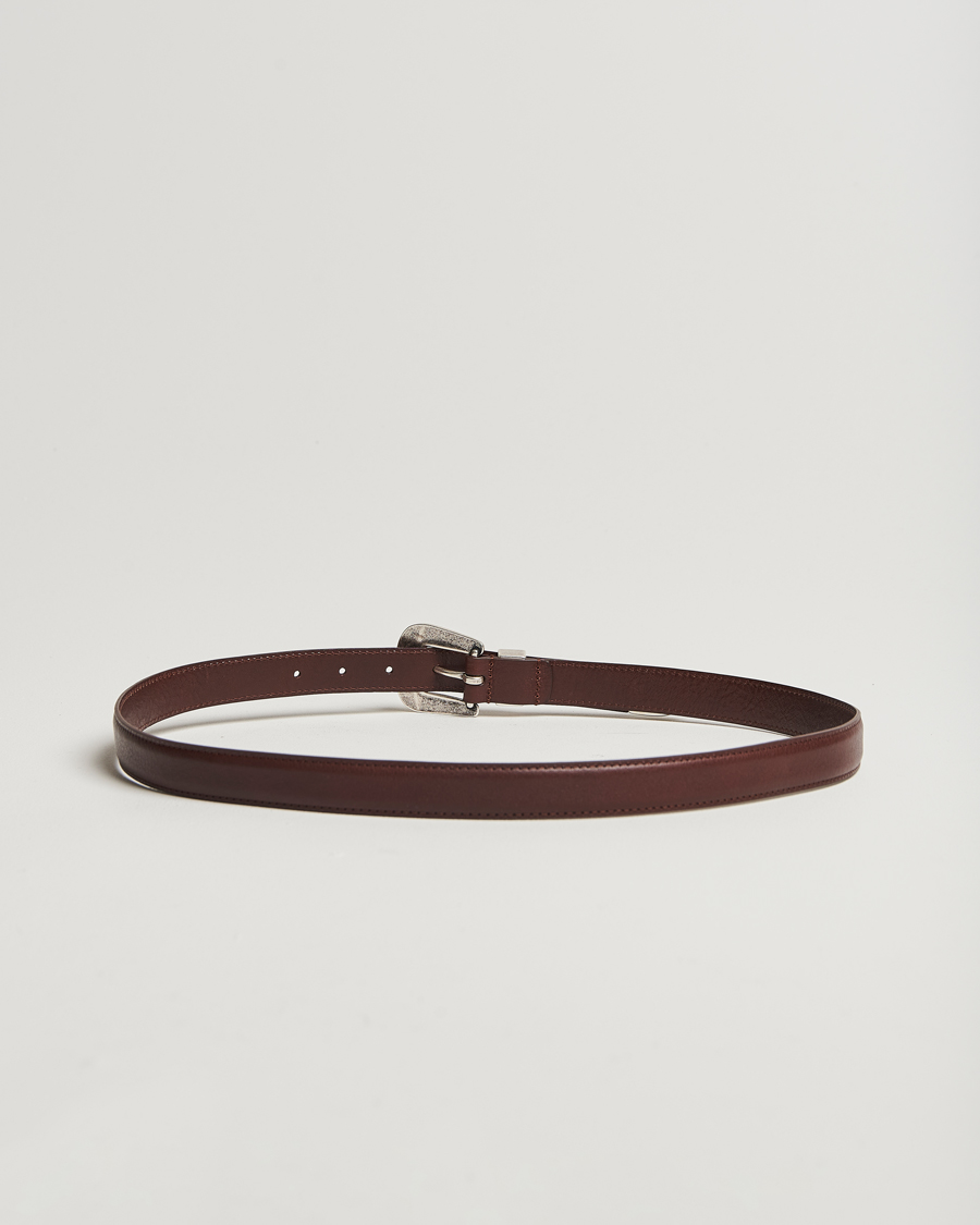 Uomini | Accessori | Anderson\'s | Grained Western Leather Belt 2,5 cm Brown