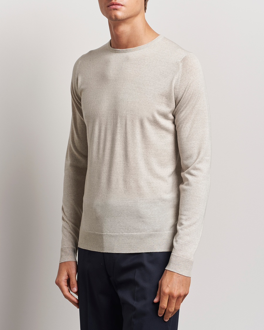 Uomini | John Smedley | John Smedley | Lundy Extra Fine Merino Crew Neck Grey Fleece