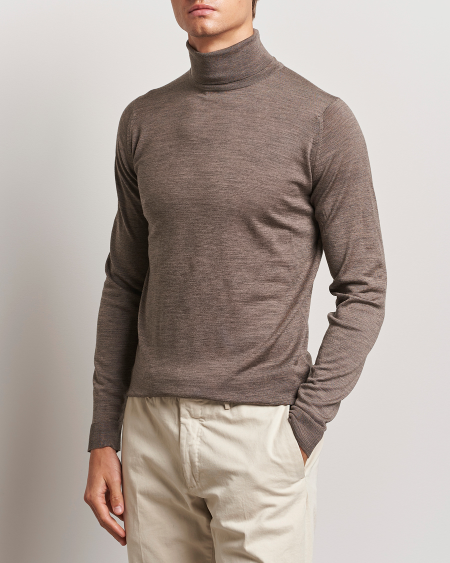 Uomini |  | John Smedley | Cherwell Extra Fine Merino Rollneck Mushroom Brown