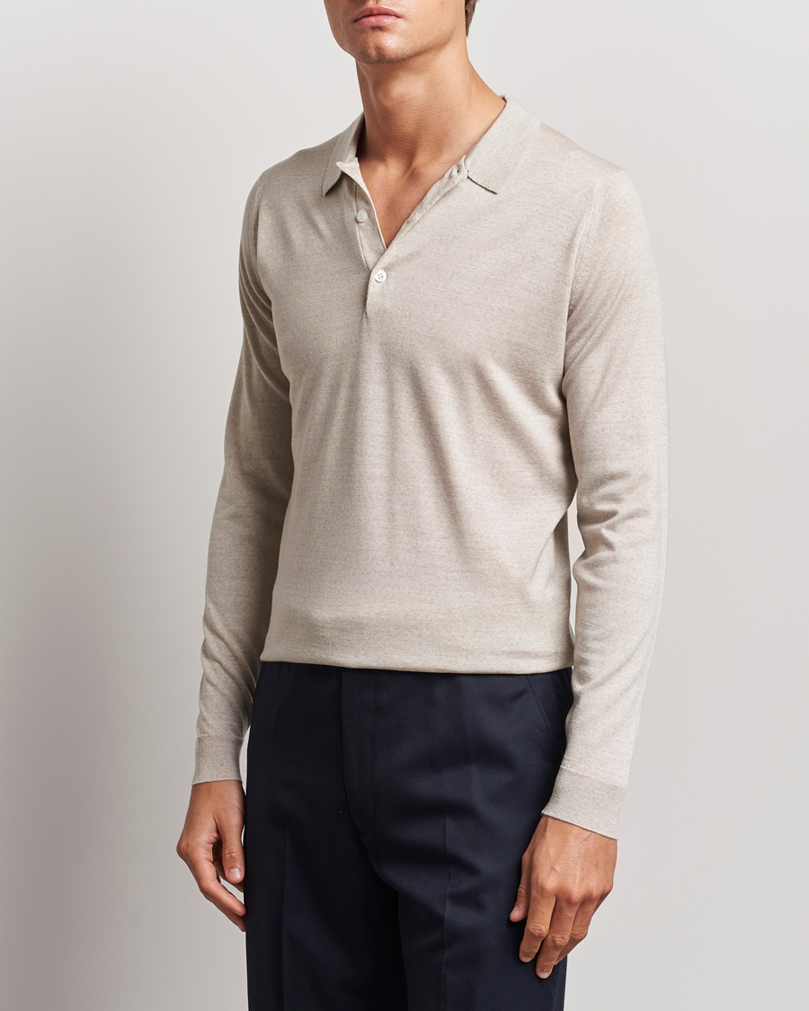 Uomini | John Smedley | John Smedley | Belper Extra Fine Merino Polo Pullover Grey Fleece