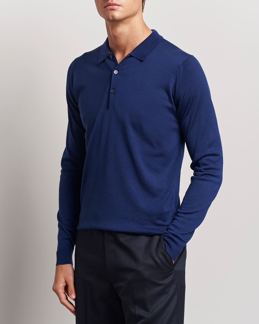 Uomini | John Smedley | John Smedley | Belper Extra Fine Merino Polo Pullover Ink Blue