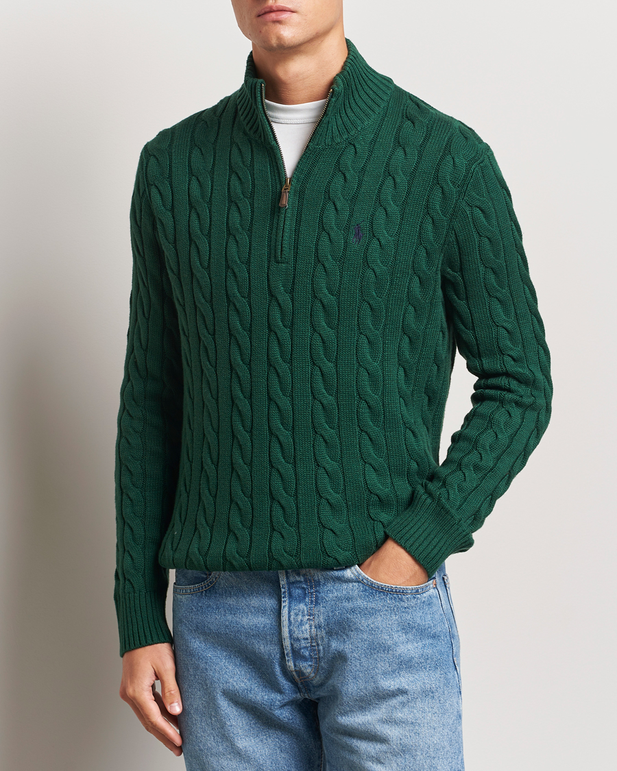 Uomini |  | Polo Ralph Lauren | Cotton Cable Half Zip Vintage Pine