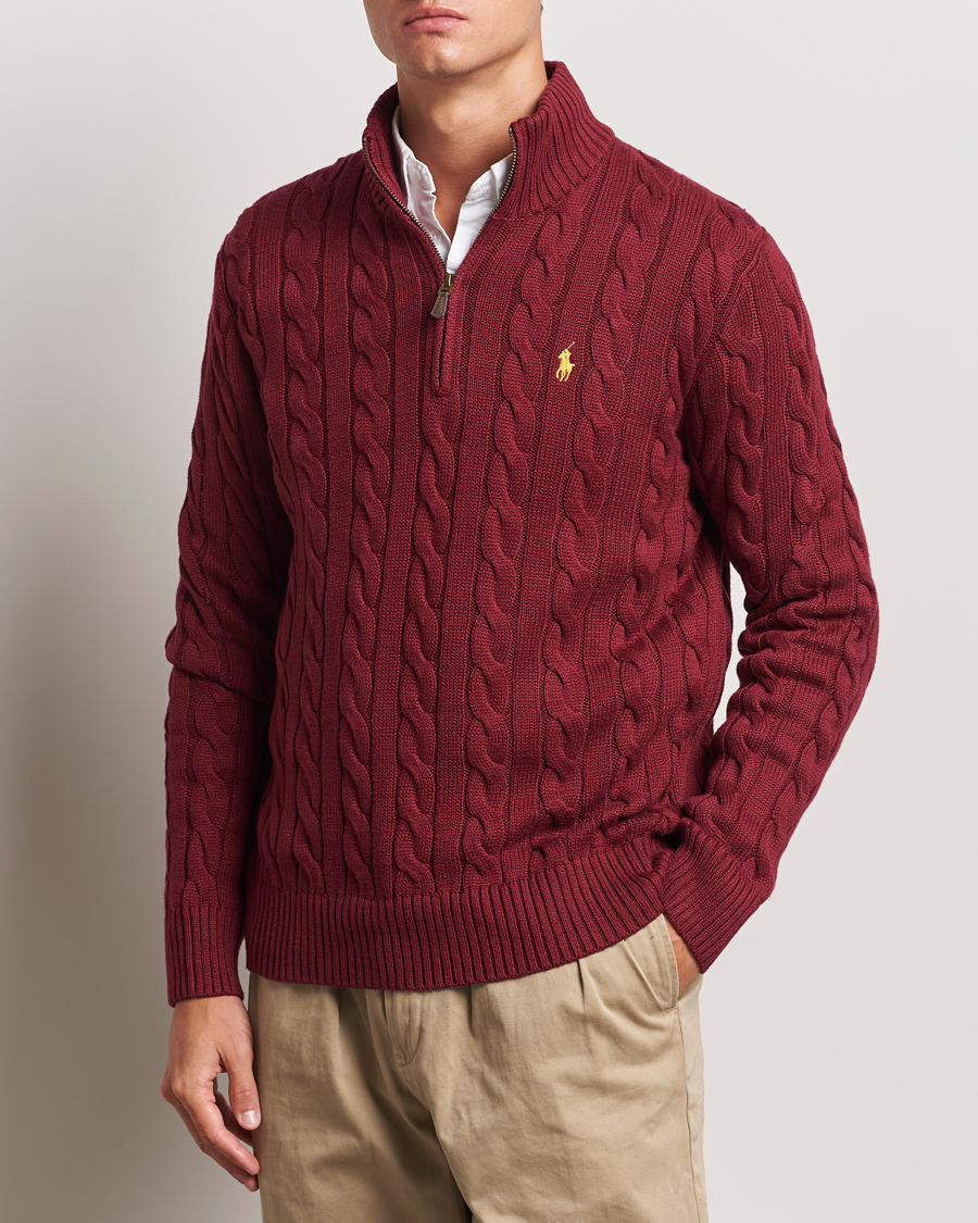 Uomini | Preppy Authentic | Polo Ralph Lauren | Cotton Cable Half Zip Red Carpet