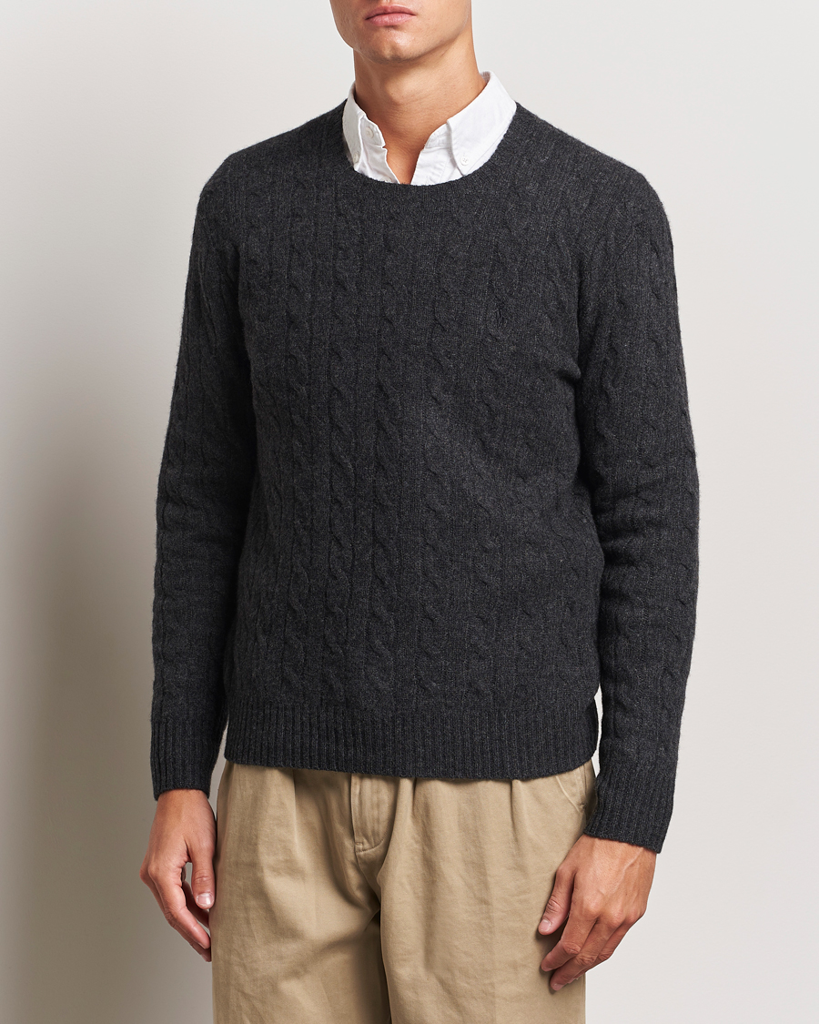 Uomini | Preppy Authentic | Polo Ralph Lauren | Wool/Cashmere Cable Crew Neck Dark Granite Heather