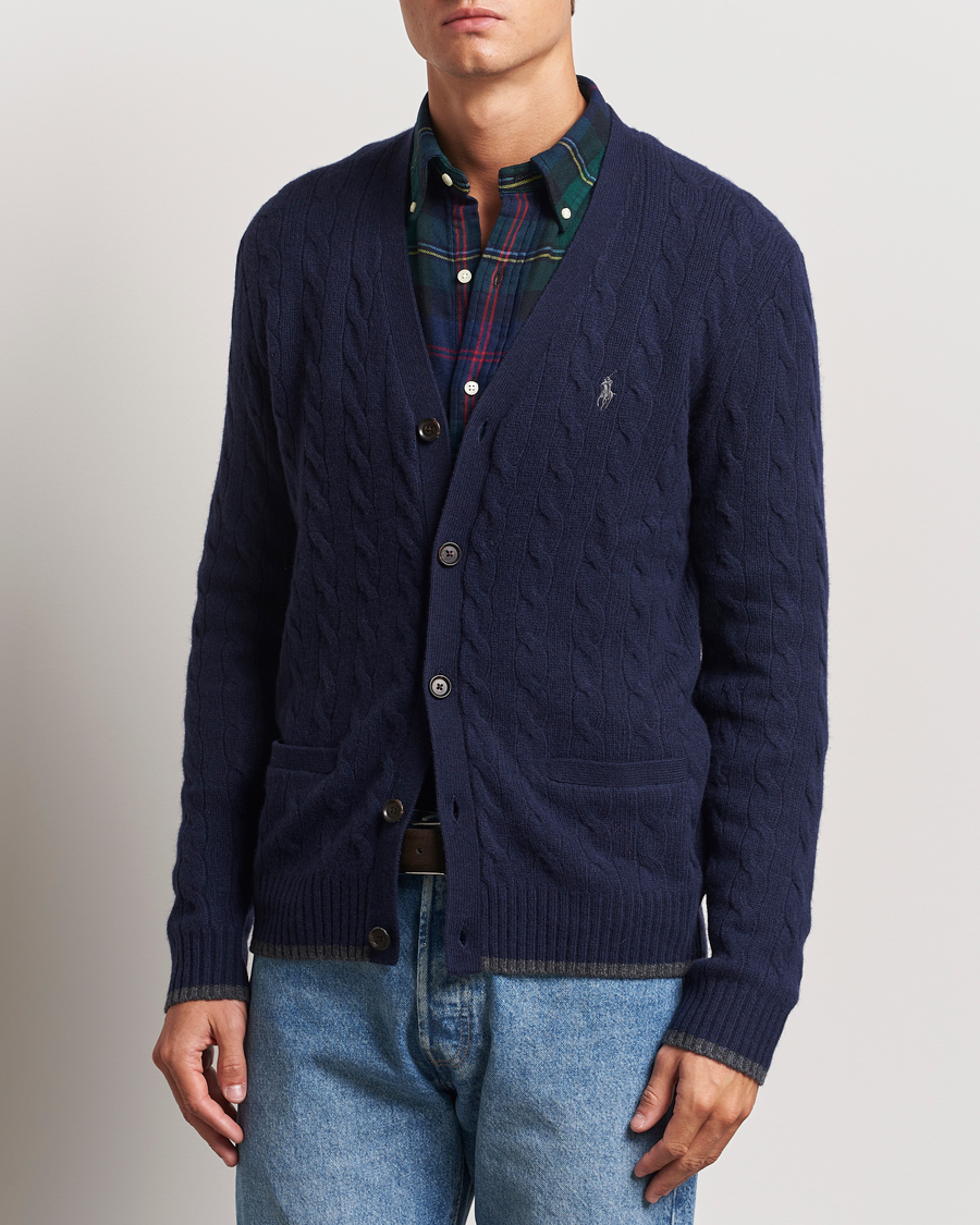 Uomini |  | Polo Ralph Lauren | Wool/Cashmere Cable Cardigan Hunter Navy