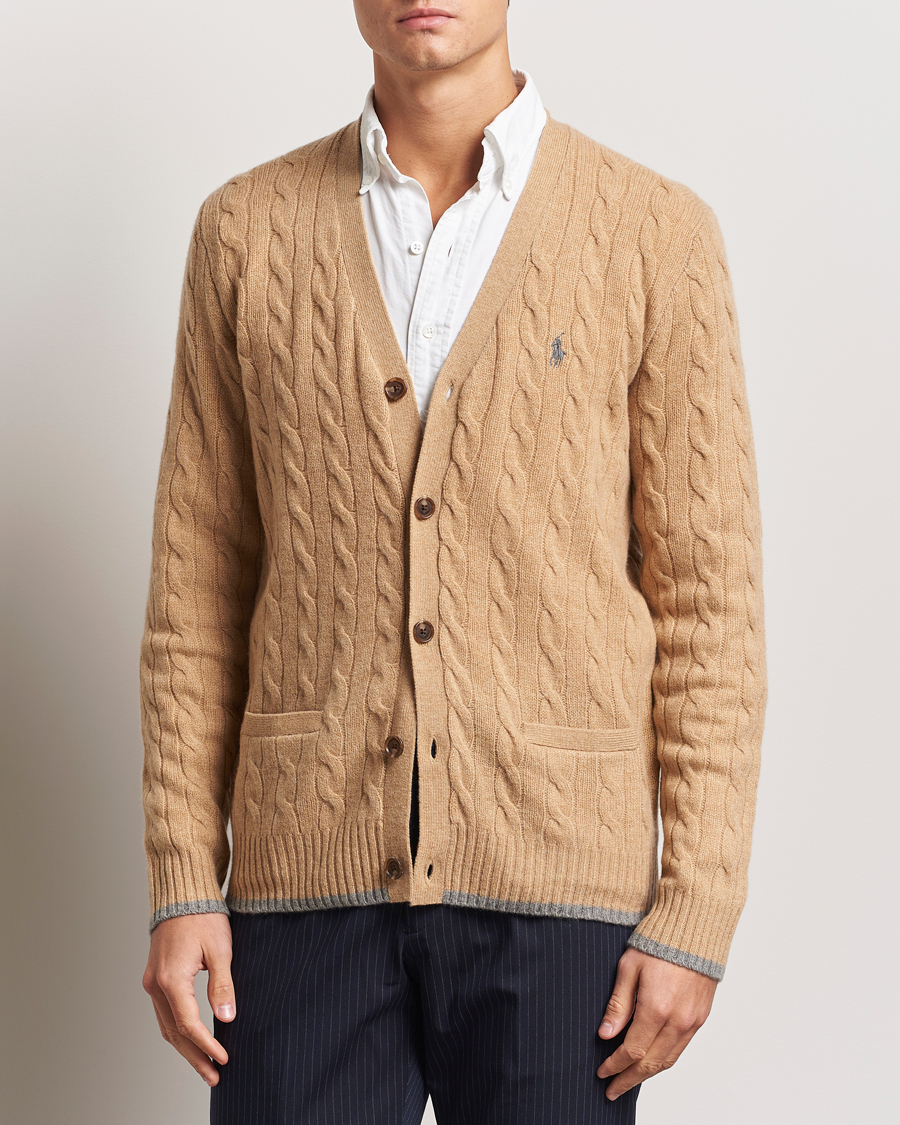 Uomini |  | Polo Ralph Lauren | Wool/Cashmere Cable Cardigan Camel Melange