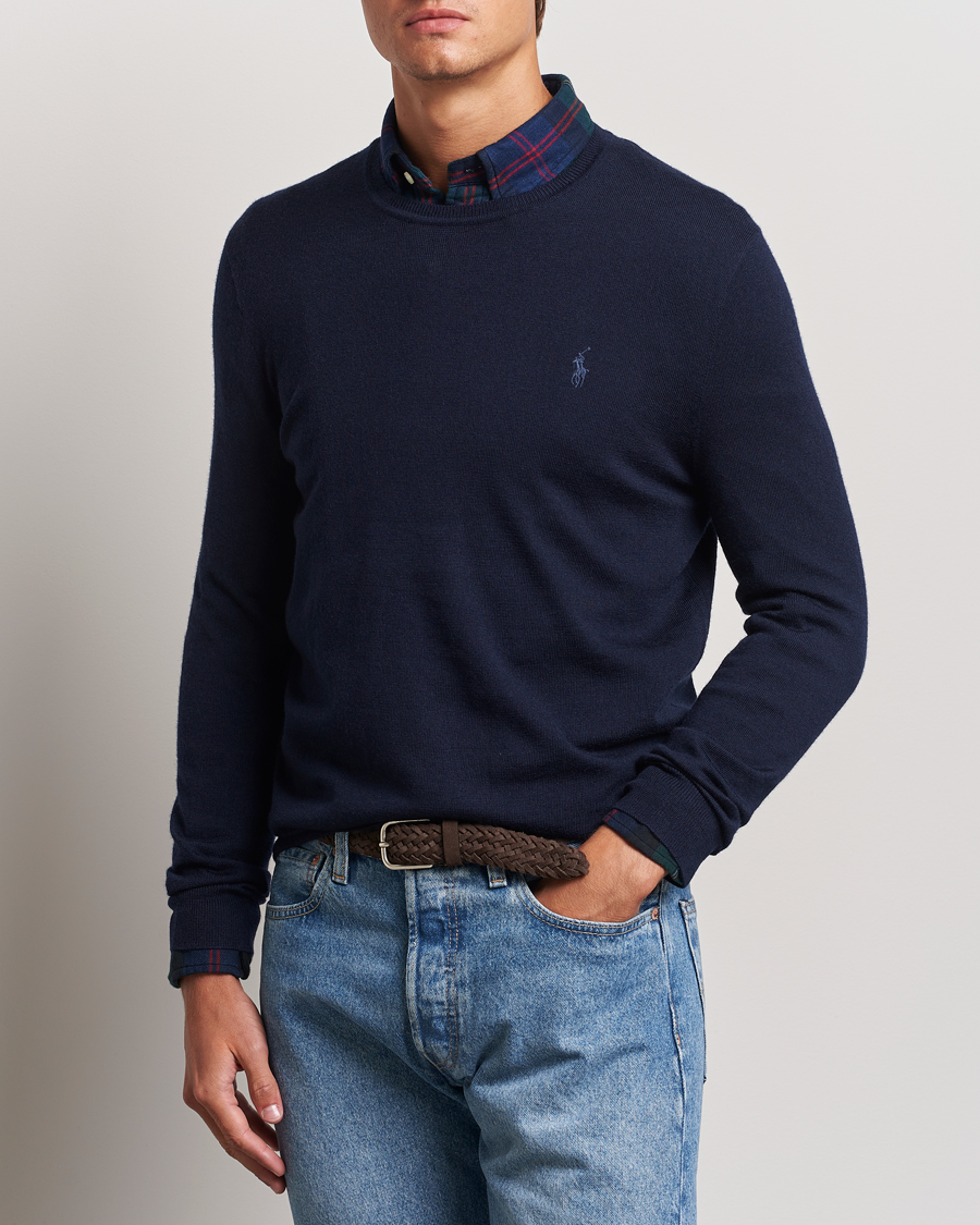 Uomini |  | Polo Ralph Lauren | Merino Crew Neck Pullover Hunter Navy