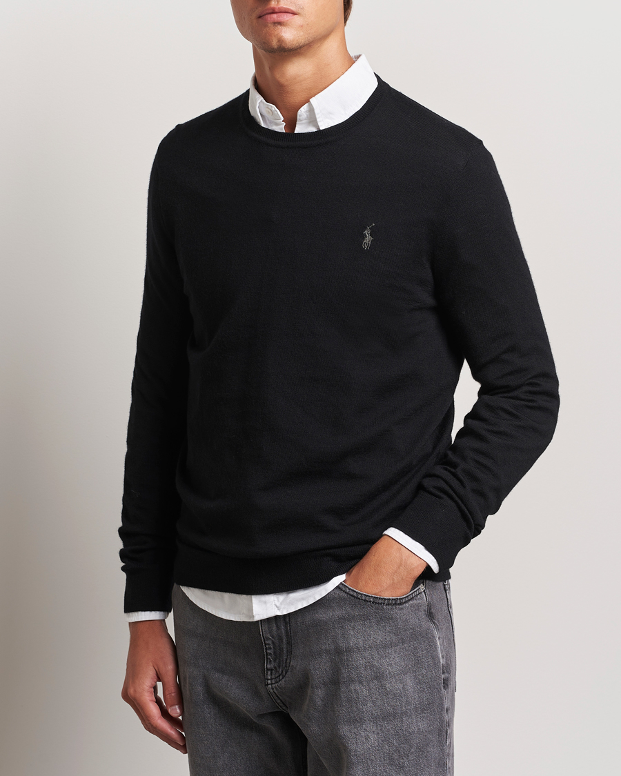 Uomini |  | Polo Ralph Lauren | Merino Crew Neck Pullover Polo Black