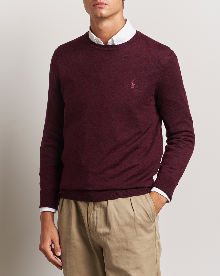 Uomini | Preppy Authentic | Polo Ralph Lauren | Merino Crew Neck Pullover Aged Wine Heather