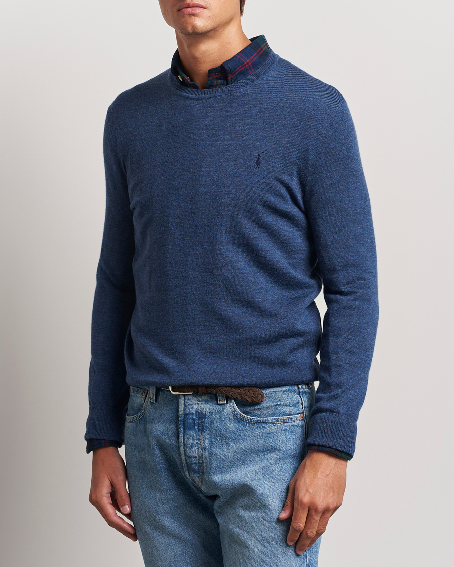 Uomini |  | Polo Ralph Lauren | Merino Crew Neck Pullover Rustic Navy Heather