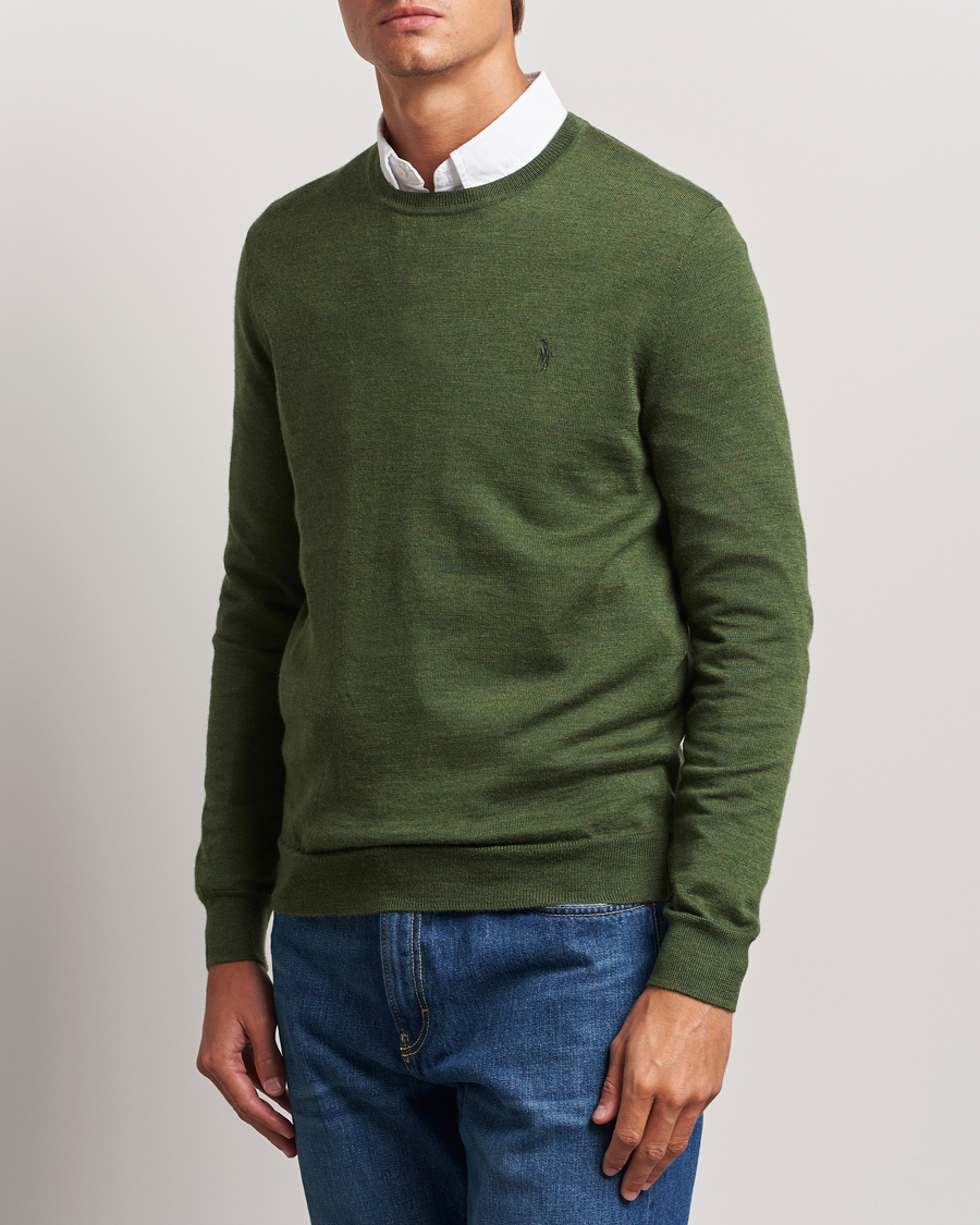 Uomini | Preppy Authentic | Polo Ralph Lauren | Merino Crew Neck Pullover Classic Olive Heather