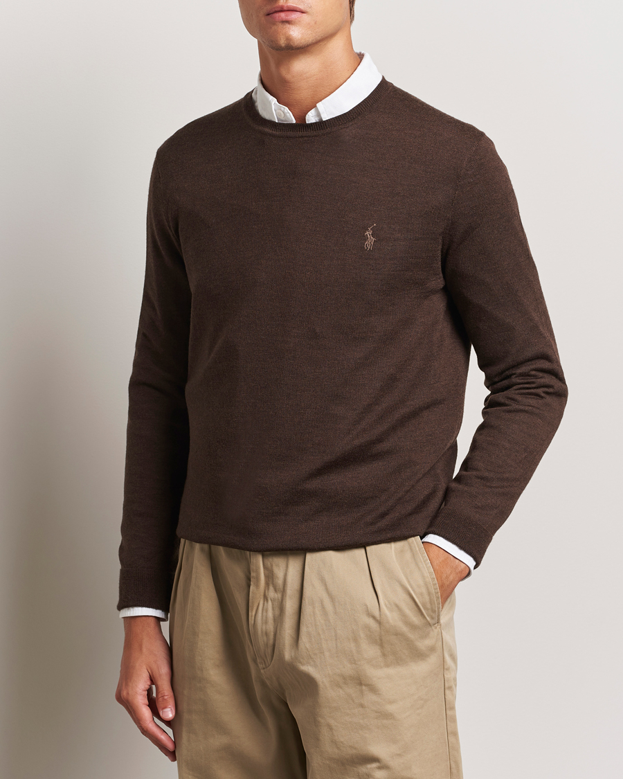 Uomini | Preppy Authentic | Polo Ralph Lauren | Merino Crew Neck Pullover Cacao Brown Heather