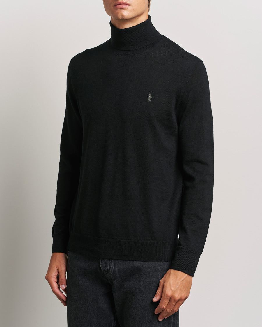 Uomini | Preppy Authentic | Polo Ralph Lauren | Merino Knitted Rollneck Polo Black