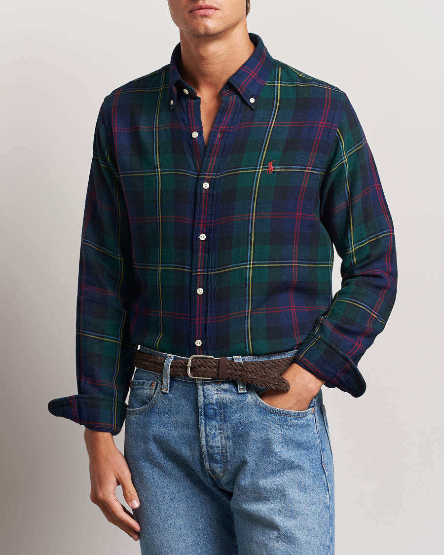 Uomini | Preppy Authentic | Polo Ralph Lauren | Custom Fit Double Faced Checked Shirt Green/Indigo