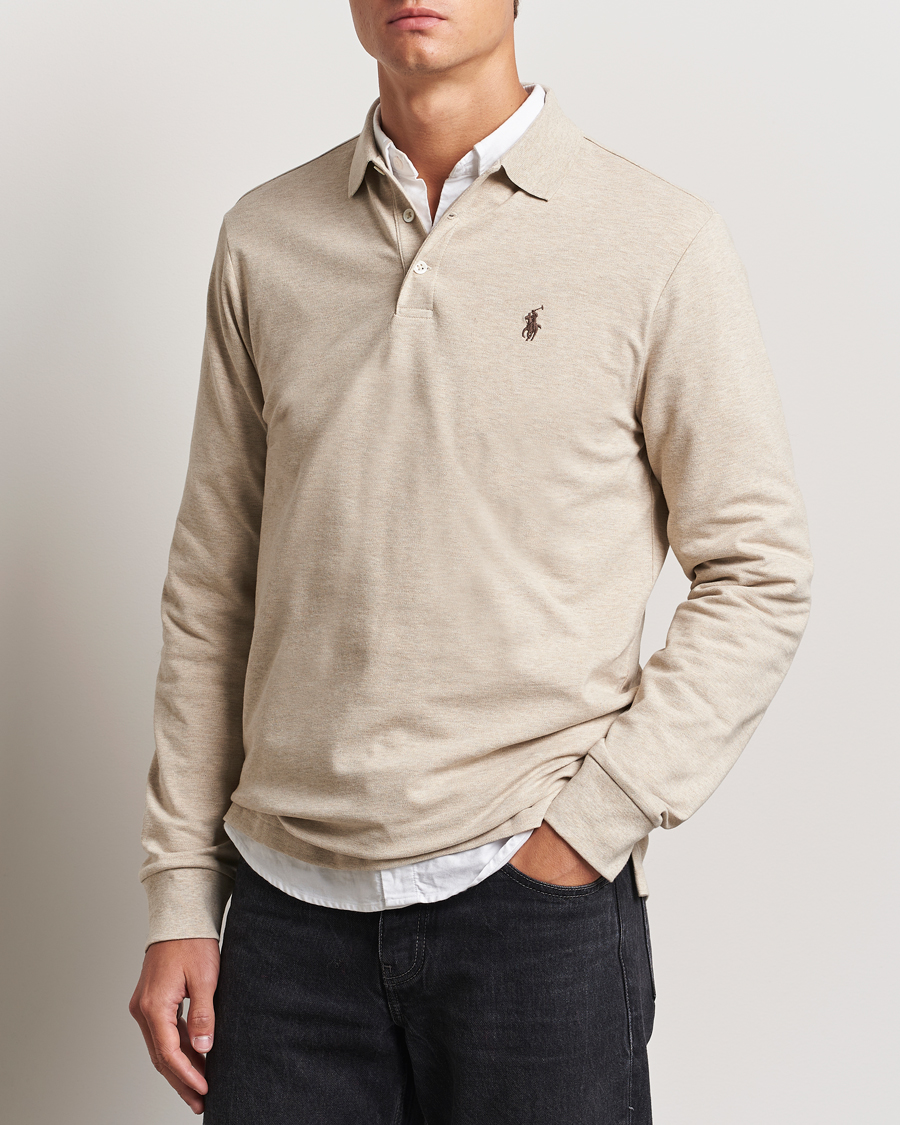 Uomini | Polo | Polo Ralph Lauren | Custom Slim Fit Long Sleeve Polo Expedition Dune Heather